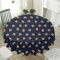 Orange Fox Pattern Print Waterproof Round Tablecloth