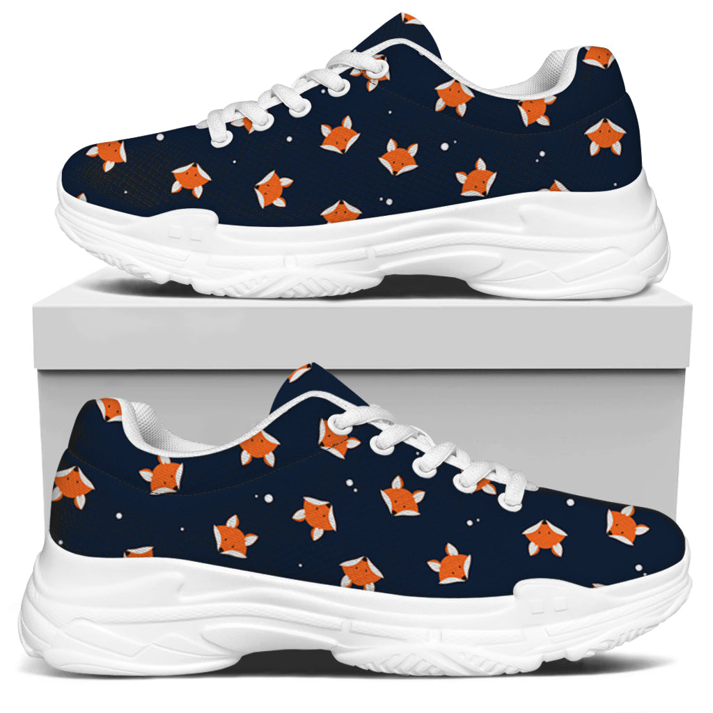 Orange Fox Pattern Print White Chunky Shoes