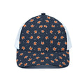 Orange Fox Pattern Print White Mesh Trucker Hat