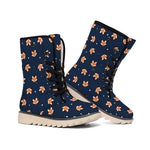 Orange Fox Pattern Print Winter Boots