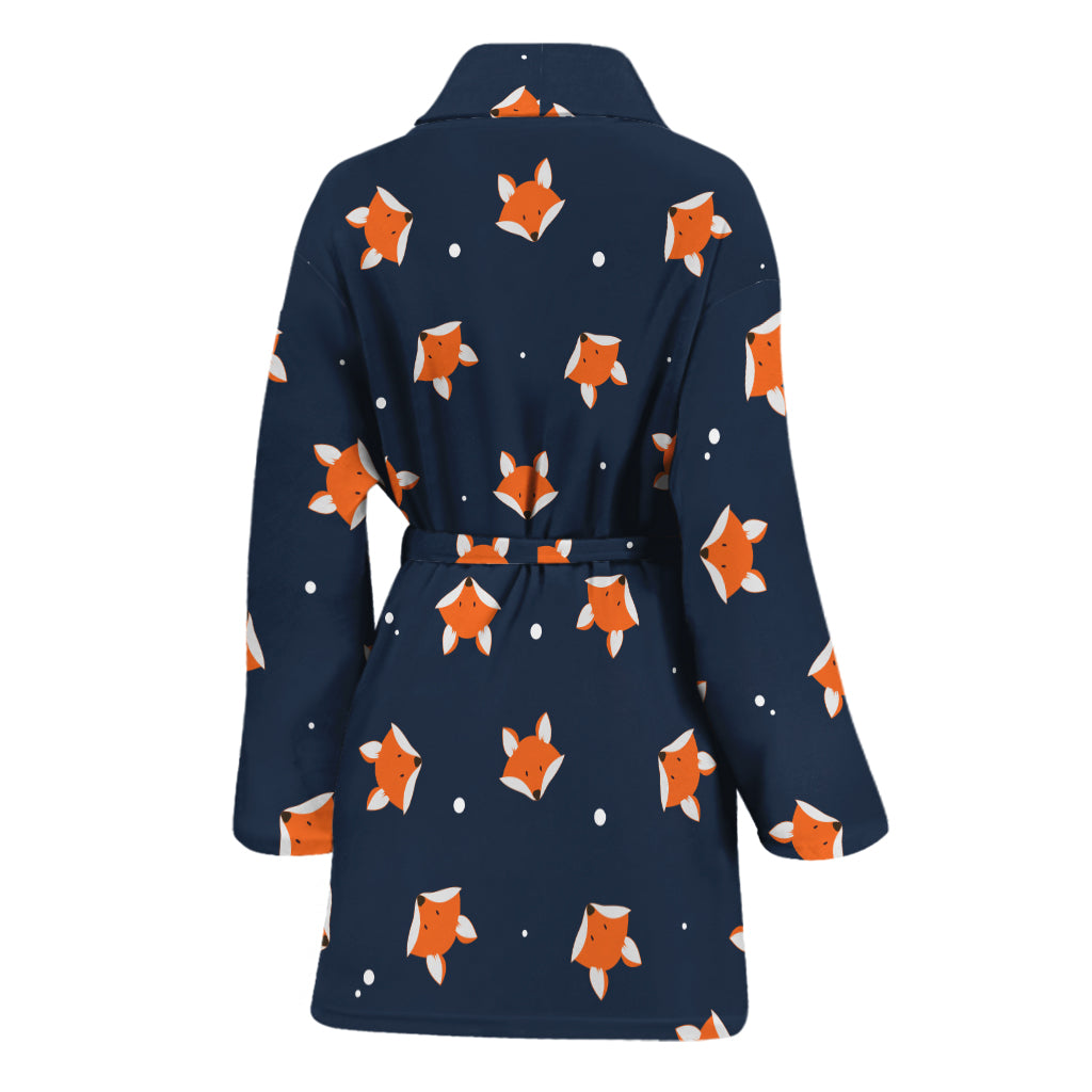 Orange Fox Pattern Print Women's Bathrobe