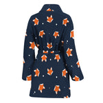 Orange Fox Pattern Print Women's Bathrobe