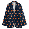 Orange Fox Pattern Print Women's Blazer