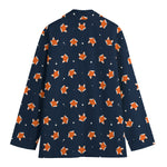 Orange Fox Pattern Print Women's Blazer