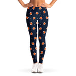 Orange Fox Pattern Print Women's Leggings