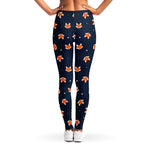 Orange Fox Pattern Print Women's Leggings