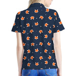 Orange Fox Pattern Print Women's Polo Shirt