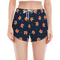 Orange Fox Pattern Print Women's Split Running Shorts