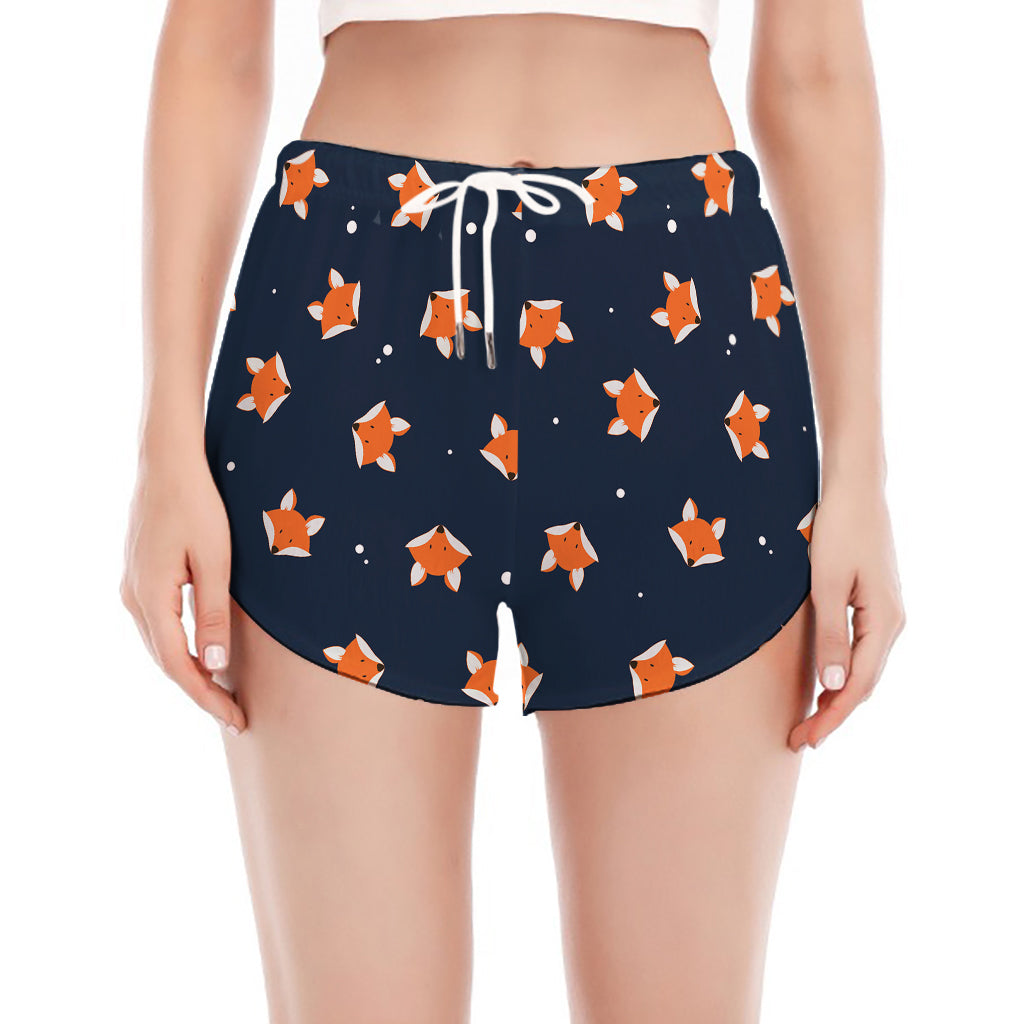 Orange Fox Pattern Print Women's Split Running Shorts