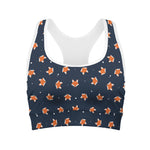 Orange Fox Pattern Print Women's Sports Bra