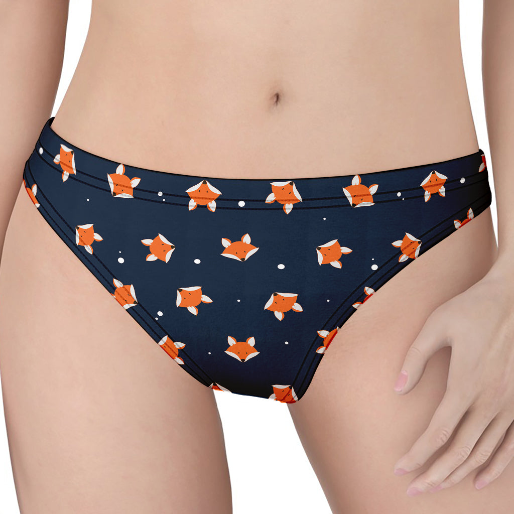 Orange Fox Pattern Print Women's Thong