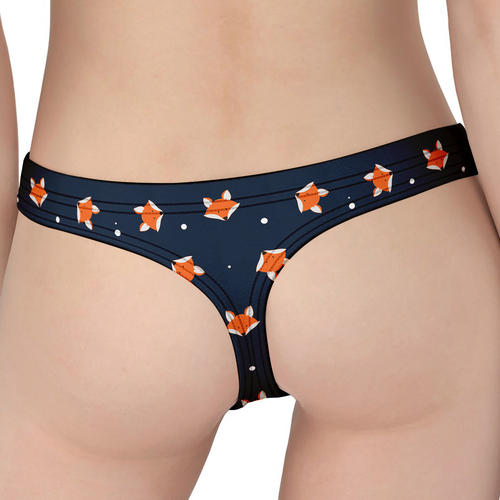 Orange Fox Pattern Print Women's Thong