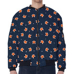Orange Fox Pattern Print Zip Sleeve Bomber Jacket