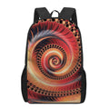 Orange Fractal Print 17 Inch Backpack