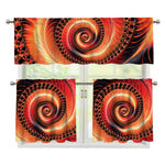 Orange Fractal Print 3 Piece Kitchen Curtains