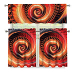 Orange Fractal Print 3 Piece Kitchen Curtains