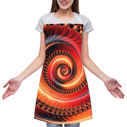 Orange Fractal Print Adjustable Apron