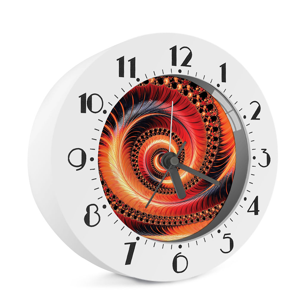 Orange Fractal Print Alarm Clock