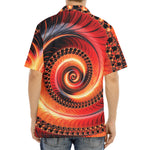 Orange Fractal Print Aloha Shirt