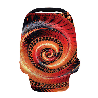 Orange Fractal Print Baby Seat Cover