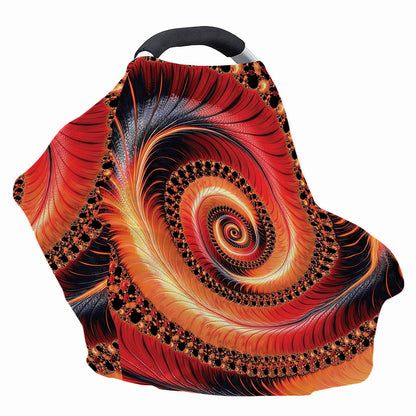 Orange Fractal Print Baby Seat Cover