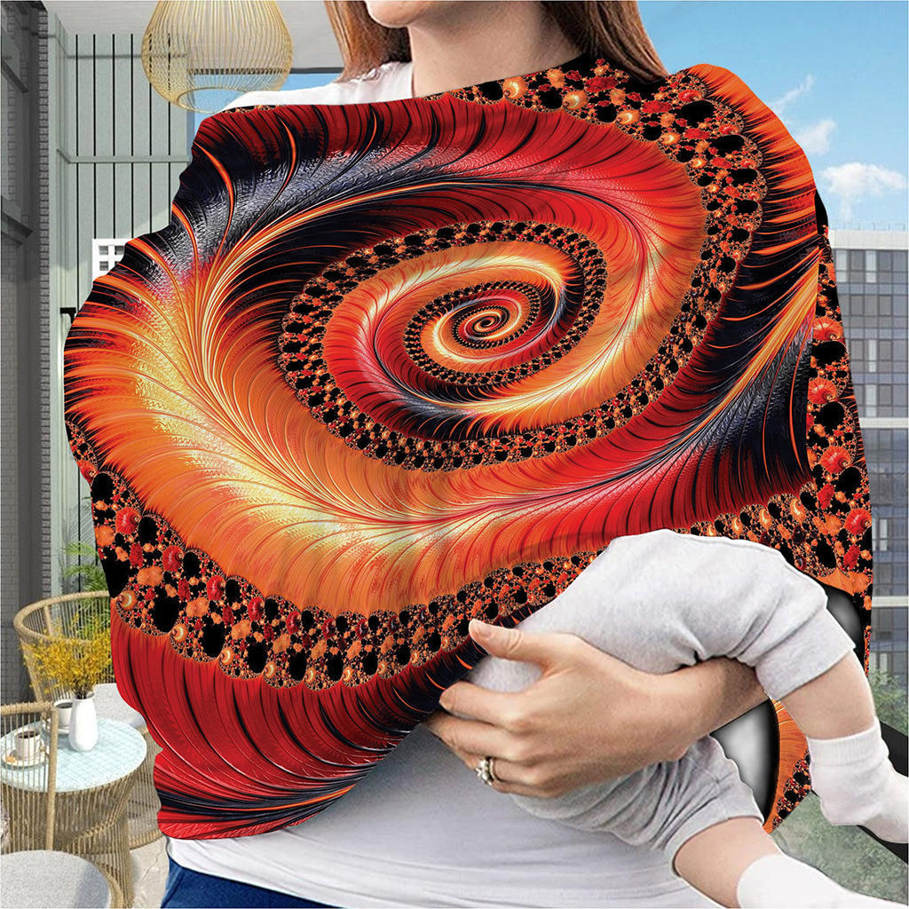 Orange Fractal Print Baby Seat Cover