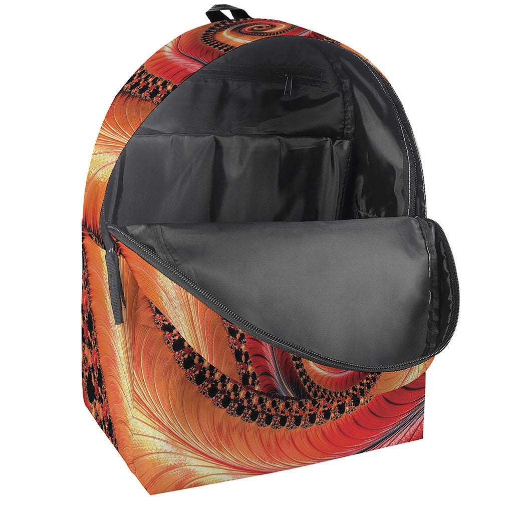 Orange Fractal Print Backpack