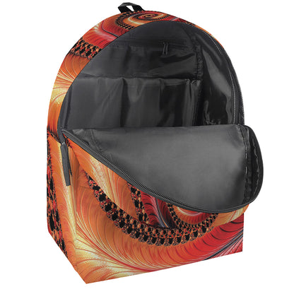 Orange Fractal Print Backpack