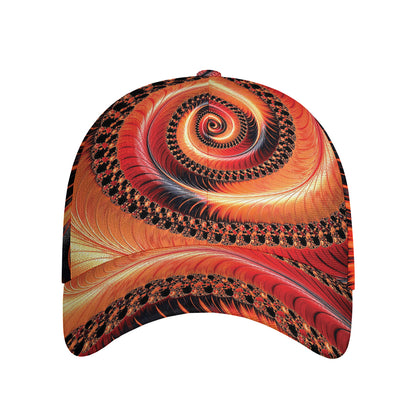 Orange Fractal Print Baseball Cap