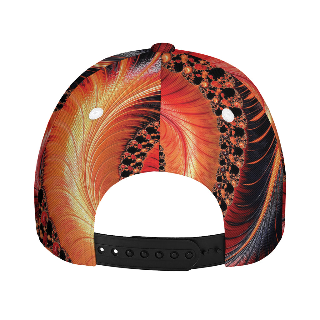 Orange Fractal Print Baseball Cap