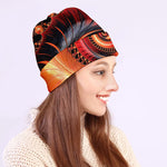 Orange Fractal Print Beanie