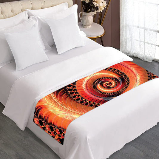 Orange Fractal Print Bed Runner