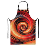 Orange Fractal Print Bib Apron With Pocket