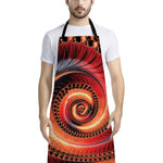 Orange Fractal Print Bib Apron With Pocket