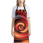 Orange Fractal Print Bib Apron With Pocket