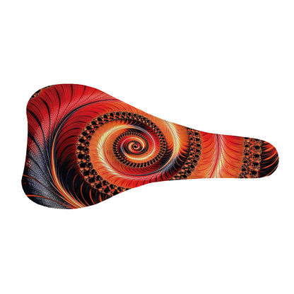 Orange Fractal Print Bicycle Seat Cover