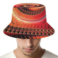 Orange Fractal Print Bucket Hat