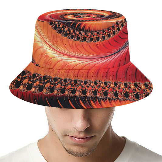 Orange Fractal Print Bucket Hat