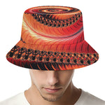 Orange Fractal Print Bucket Hat