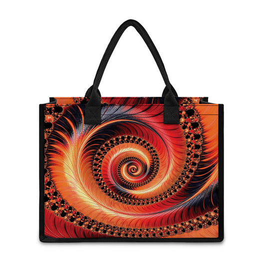 Orange Fractal Print Canvas Tote Bag