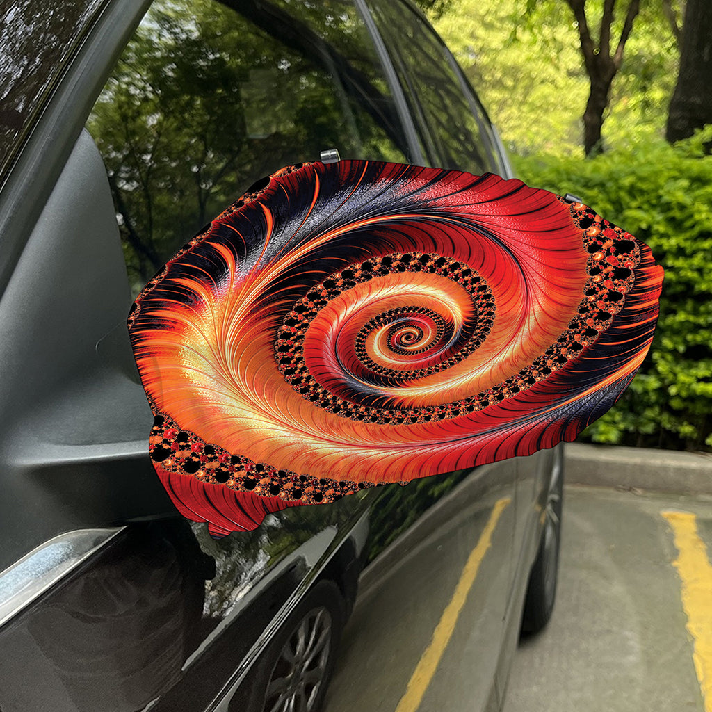 Orange Fractal Print Car Side Mirror Covers