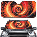 Orange Fractal Print Car Windshield Sun Shade