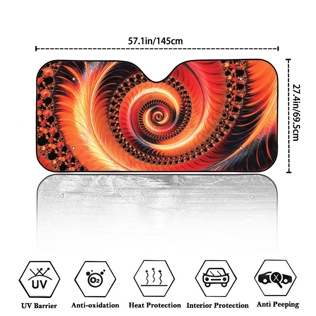 Orange Fractal Print Car Windshield Sun Shade