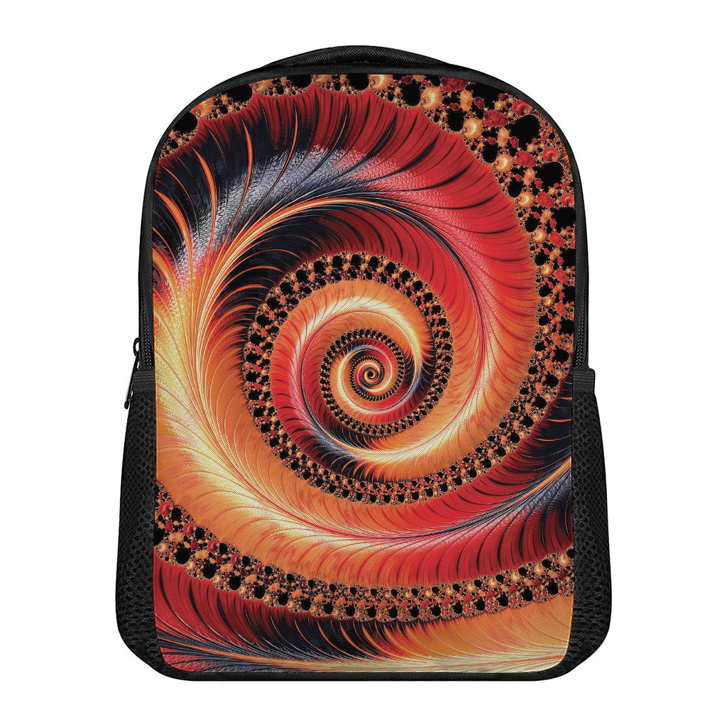 Orange Fractal Print Casual Backpack