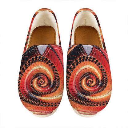 Orange Fractal Print Casual Shoes