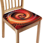 Orange Fractal Print Chair Cushion Cover