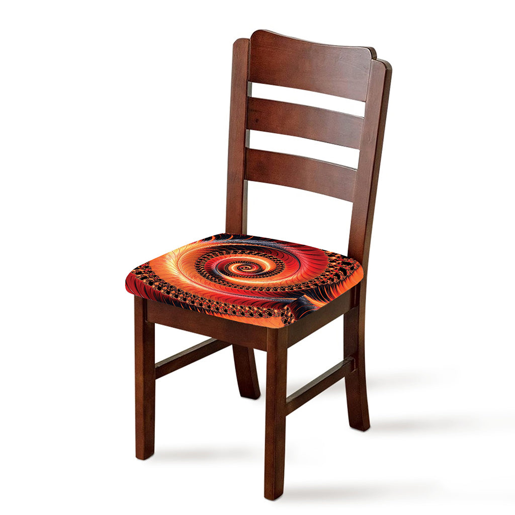 Orange Fractal Print Chair Cushion Cover
