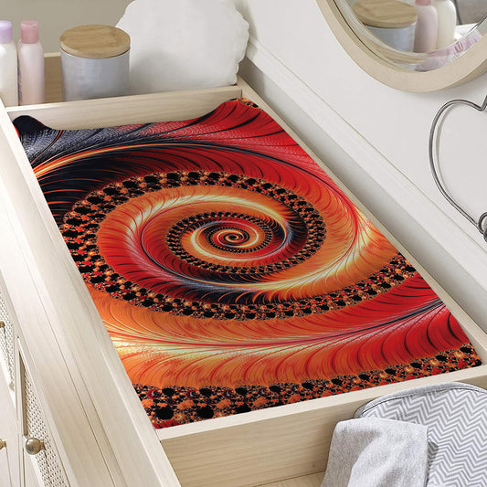 Orange Fractal Print Changing Pad Cover
