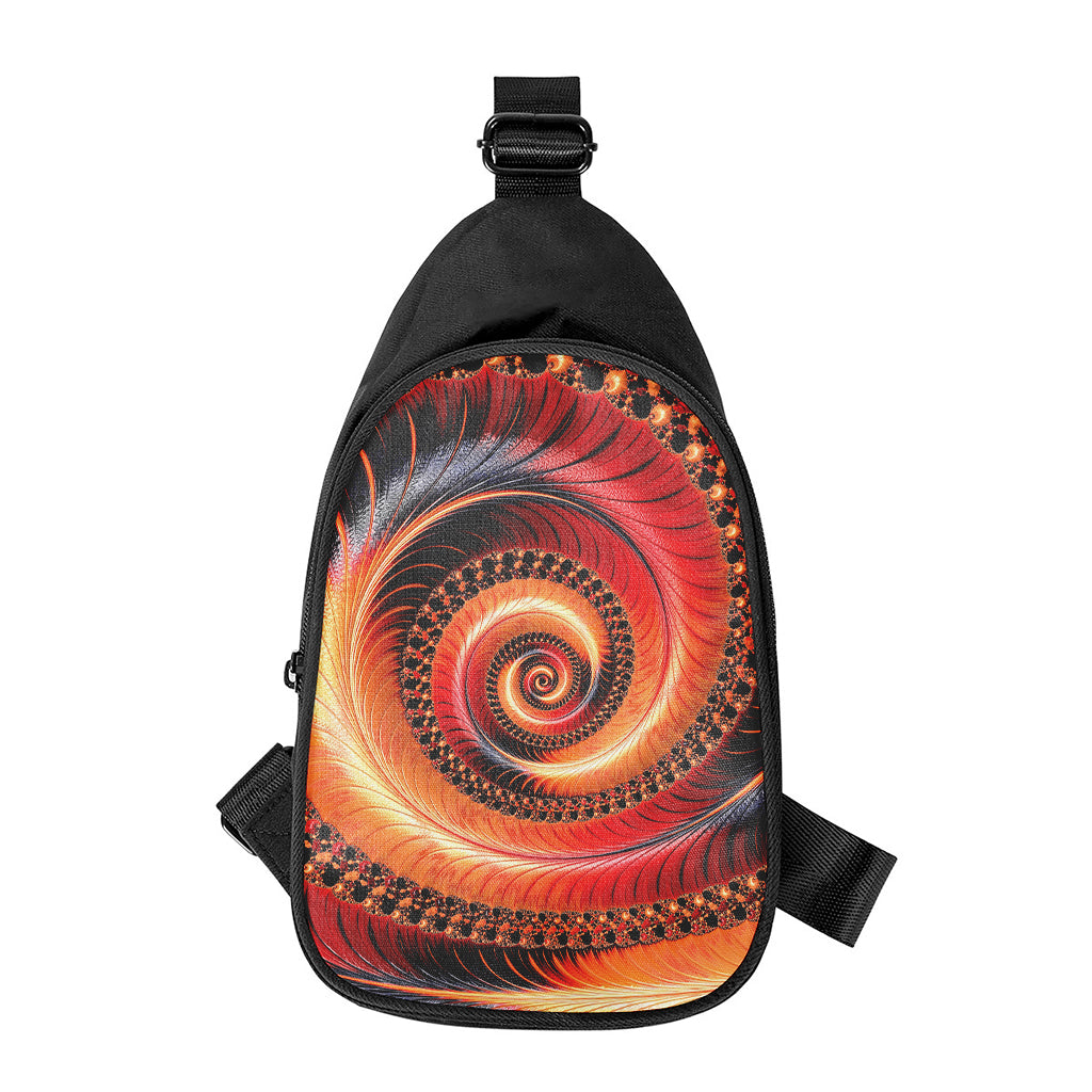 Orange Fractal Print Chest Bag
