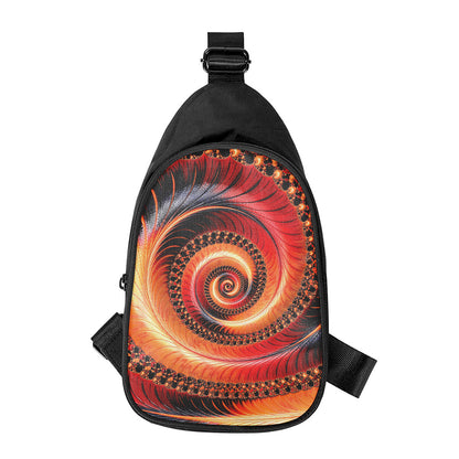 Orange Fractal Print Chest Bag